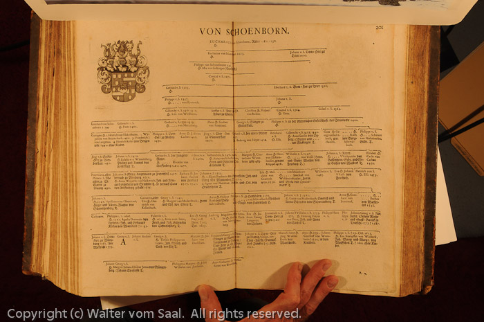 antique book plate 201: von Schoenborn (includes some von Heppenheim genannt vom Saal)